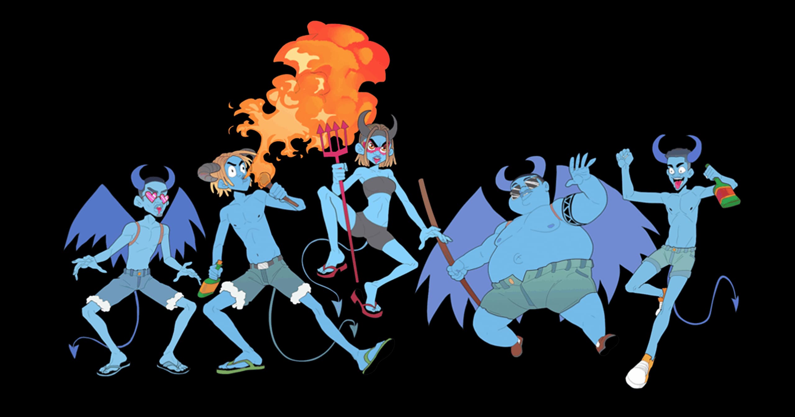 Illustrated carnival character representing Animae Caribe partners